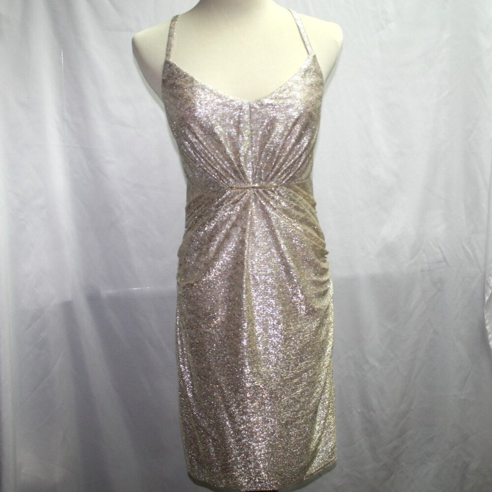 Laundry by Shelli Segal Metallic Silver Gold Dress Size 2 *NEW*